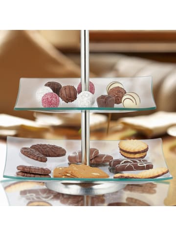relaxdays Etagere 2 Ebenen in Silber/Transparent
