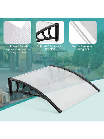 COSTWAY Vordach für Haustür 102 x 98,5 cm in Transparent