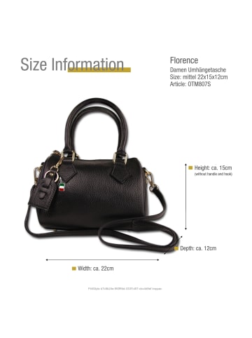 Florence Leder Umhängetasche Florence Tasche schwarz ca. 22cm
