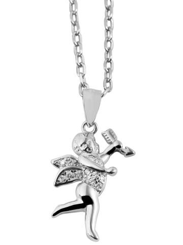 Adeliás Damen Anhänger – Engelanhänger aus 925 Silber mit Zirkonia in silber