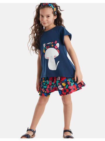 Denokids Set Cat & Flowers in Dark Blue