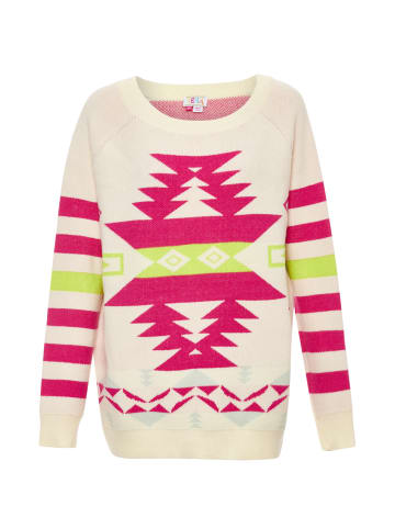 IZIA Damen Pullover in WOLLWEISS FUCHSIA