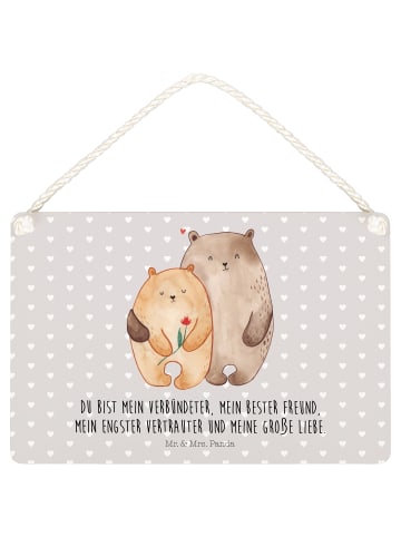 Mr. & Mrs. Panda Schild Bären Liebe mit Spruch in Grau Pastell