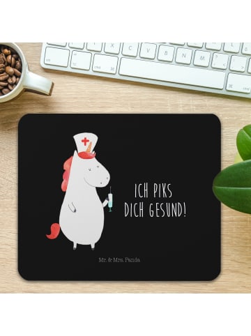Mr. & Mrs. Panda Computer-Mauspad Einhorn Krankenschwester mit S... in Schwarz