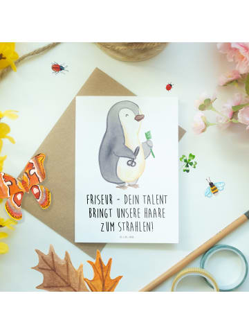 Mr. & Mrs. Panda Grußkarte Friseur Talent mit Spruch in Weiß