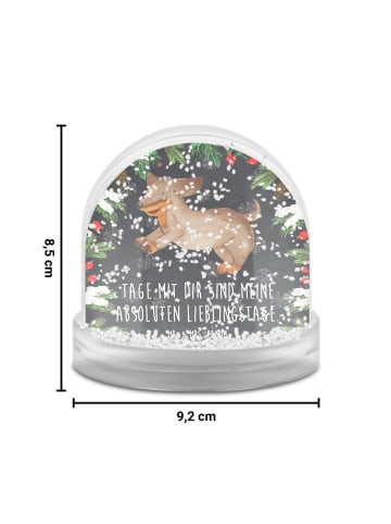 Mr. & Mrs. Panda Weihnachts Schneekugel Hund Dackel mit Spruch in Kreidetafel