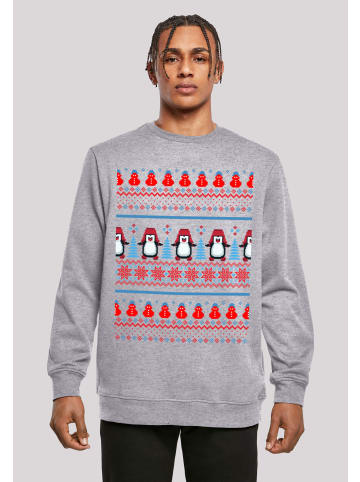 F4NT4STIC Sweatshirt Christmas Pinguin Muster in grau meliert