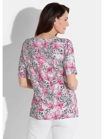 GOLDNER Kurzgröße:  Shirt in weiß / pink / schwarz / geblümt