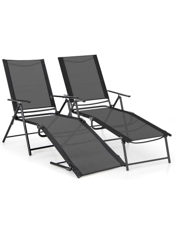 COSTWAY 2er Set Sonnenliege klappbar in Schwarz