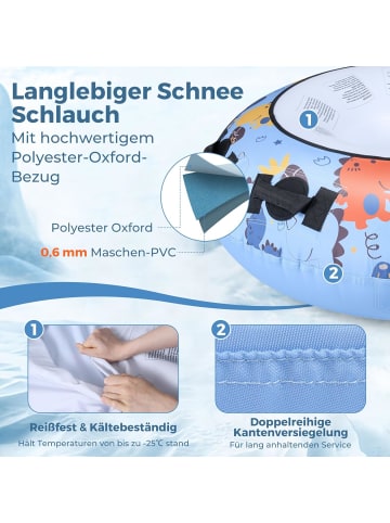COSTWAY 113 cm Schneereifen Aufblasbar in Blau