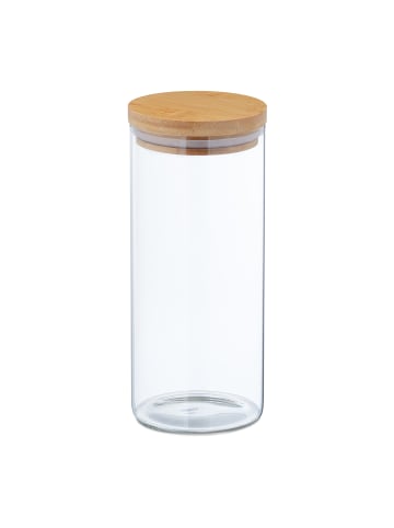 relaxdays 3 x Vorratsglas in Transparent/ Natur - 1300 ml