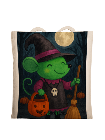 Mr. & Mrs. Panda Shopping Tasche Maus Hexe Design ohne Spruch in Weiß