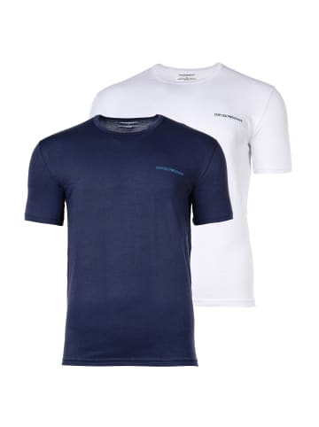 Emporio Armani T-Shirt 2er Pack in Blau/Weiß