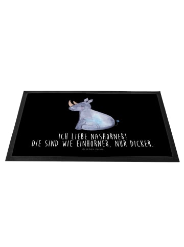 Mr. & Mrs. Panda Sauberlaufmatte Einhorn Nashorn mit Spruch in Schwarz