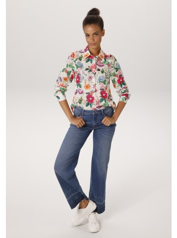 Aniston CASUAL Hemdbluse in wollweiß-fuchsia-orange-grün-rosa-blau-lila