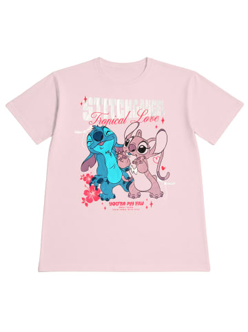 Lilo & Stitch Disney Lilo & Stitch Tropical Love Shirt kurzärmlig in rosa