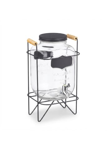 relaxdays Getränkespender in Transparent/ Schwarz - 4 l