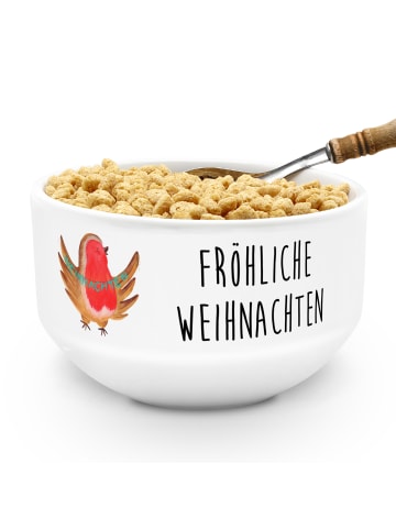 Mr. & Mrs. Panda Müslischale Rotkehlchen Weihnachten mit Spruch in Weiß