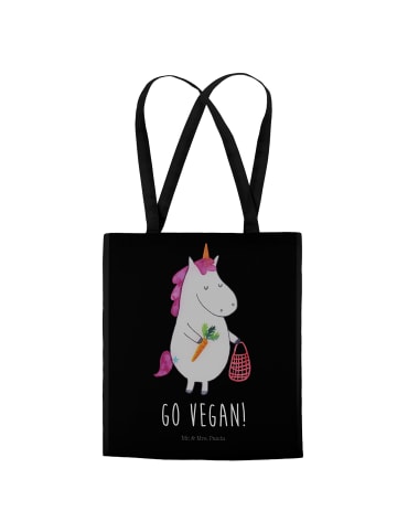 Mr. & Mrs. Panda canvas tasche Einhorn Vegan mit Spruch in Schwarz