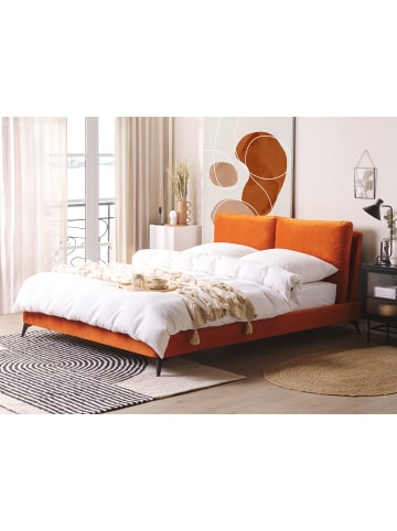 Beliani 2-tlg Doppelbett MELLE in Orange/Schwarz