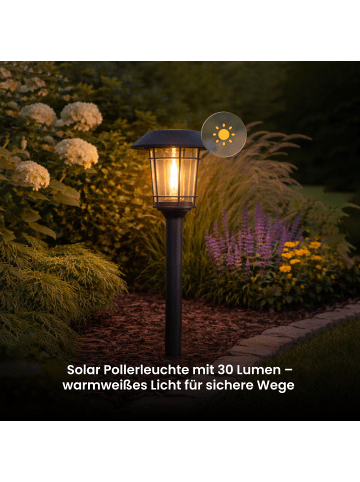 STAR Trading STAR Solar Pollerleuchte Filip Graphit, 60 cm, LED Gartenleuchte mit 3