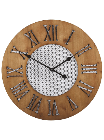 Beliani Wanduhr CUILCO in Braun/Weiß/Schwarz - (W) 60 x (H) 60 x (L) 3 cm