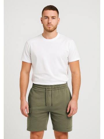 EGOMAXX Cargoshorts mit elastischem Bund und Tunnelzug in Olive