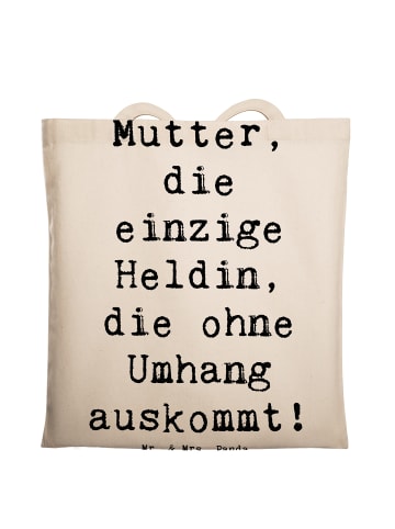 Mr. & Mrs. Panda Tote Bag Spruch Heldin Mutter mit Spruch in Creme