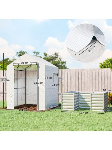 Outsunny Foliengewächshaus 141L x 141B x 190H cm Weiß