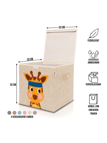 Lifeney Aufbewahrungsbox mit Deckel Giraffe hell, 33 x 33 x 33 cm