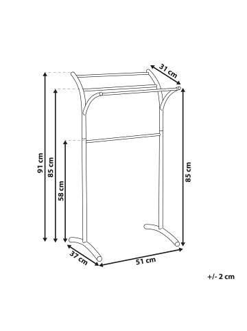 Beliani Handtuchständer YOPAL in Schwarz - (W) 51 x (H) 91 x (L) 37 cm