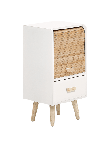 Beliani Nachttisch NESIKA in Weiß/Braun - (W) 30 x (H) 56 x (L) 30 cm