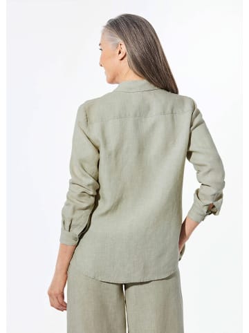 GOLDNER Bequeme Damen Businessbluse in baummoos