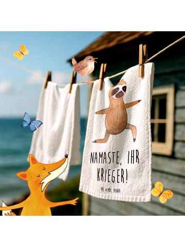 Mr. & Mrs. Panda Gästehandtücher Faultier Yoga mit Spruch in Weiß