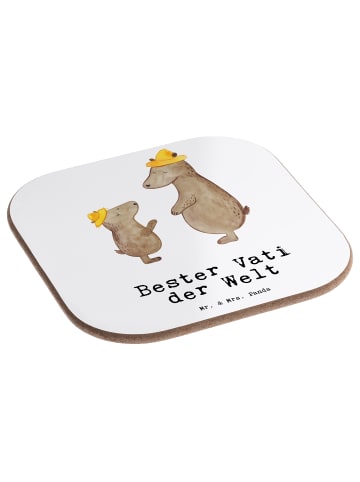 Mr. & Mrs. Panda Untersetzer Bär Bester Vati der Welt mit Spruch in Weiß