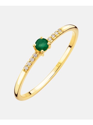 Diamant L'éternel Ring aus 375 Gelbgold mit Diamant mit Smaragd