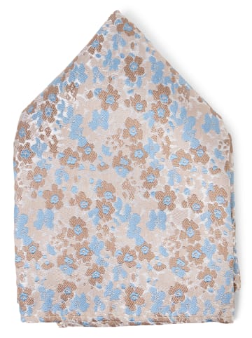 Finshley & Harding London Fliege und Einstecktuch in beige hellblau - 0001