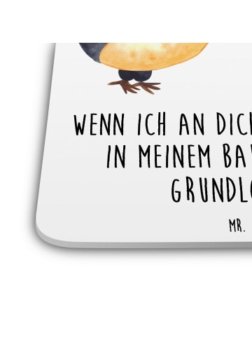 Mr. & Mrs. Panda Glasuntersetzer Pinguine Kuss mit Spruch in Weiß