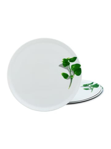 CreaTable Pizzateller Basilikum mit Motiv, Ø 33 cm in weiß