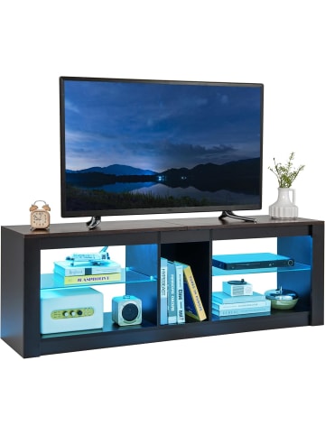 COSTWAY TV-Schrank mit LED-Beleuchtung in Braun
