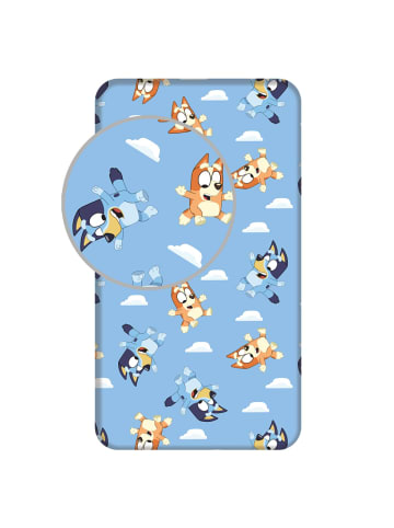 COFI 1453 Bluey Spannbettlaken 90 × 200 cm aus Baumwolle mit Gummizug in Blau