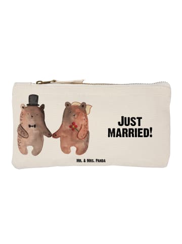 Mr. & Mrs. Panda Schminktasche Bär Heirat mit Spruch in Weiß