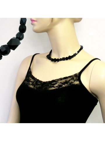 Gallay Kette Perle schwarz-facettiert 42 cm lang in schwarz
