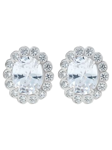 Adeliás Damen 925 Silber Ohrringe Ohrstecker mit funkelnden Zirkonia in silber