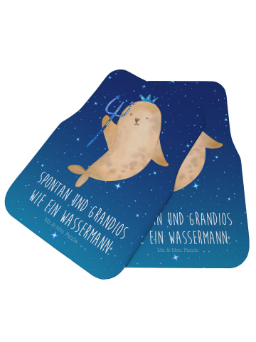 Mr. & Mrs. Panda Auto Fußmatte Sternzeichen Wassermann mit Spruch in Sternenhimmel Blau