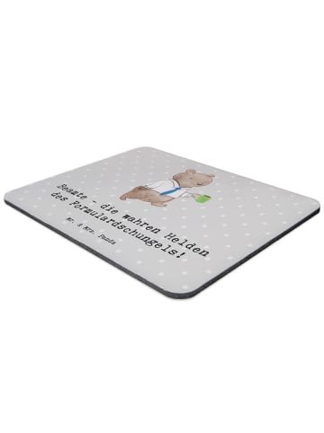Mr. & Mrs. Panda Mousepad Beamtin Heldin mit Spruch in Grau Pastell