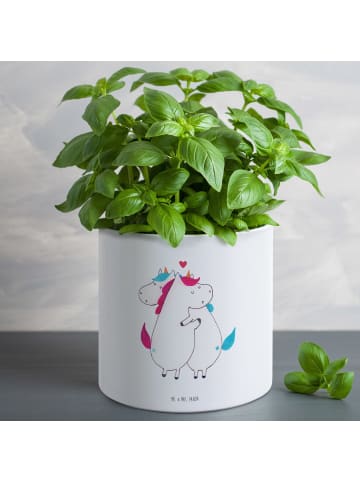 Mr. & Mrs. Panda Blumenkübel Einhorn Mitteilung ohne Spruch in Weiß