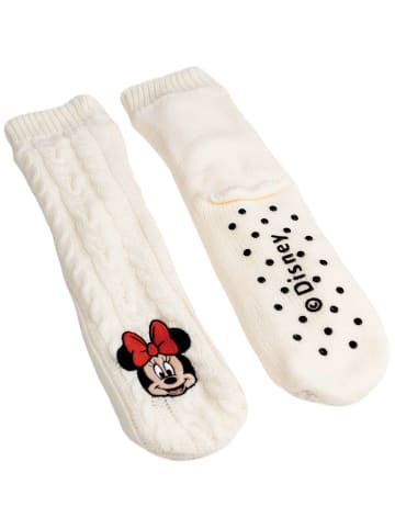 Disney Disney Minnie Mouse Hüttensocken Strick Haussocken Kuschelsocken in weiß