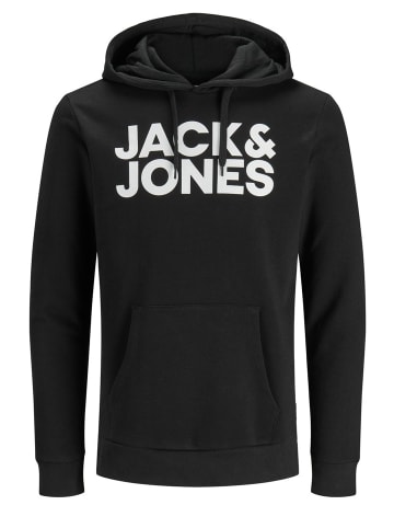 Jack & Jones Sweat Hoodie Frontprint Kapuze Streetwear in Schwarz