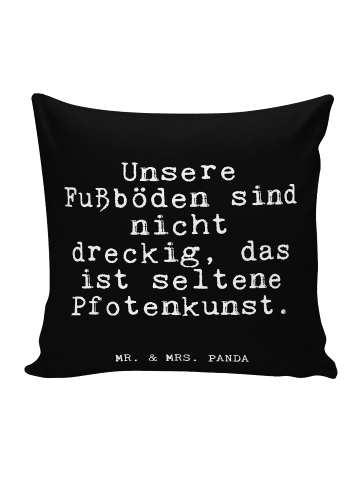 Mr. & Mrs. Panda Kopfkissen Unsere Fußböden sind nicht... mit Sp... in Schwarz